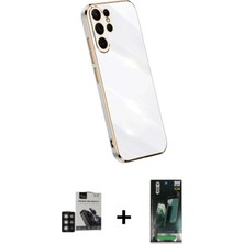 Cepte Toptan Galaxy S24 Ultra Yankı Serisi - Siyah 360 Mat Full Body Arka Koruyucu + Derin Mor Pvd Metal Kamera Lens