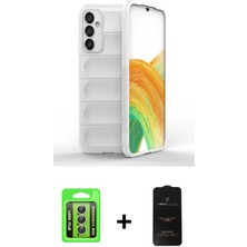 Galaxy A15 4g Atlas Koleksiyonu - Siyah 6d Antistatik Mat Seramik Hayalet Nano Ekran Koruyucu + Gümüş Raze Metal Kamera Lens