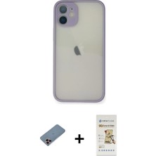 Cepte Toptan iPhone 11 Pro Max Ahenk Çizgi Serisi - Siyah Mat Seramik Nano Ekran Koruyucu + Pembe Shine Kamera Lens Koruma Cam