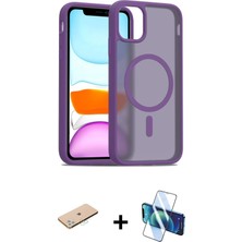 Cepte Toptan iPhone 11 Pro Max Siluet Minimal Prime - Siyah 3D Antistatik Seramik Nano Ekran Koruyucu + Mavi Renkli Kamera Lens Koruma Cam