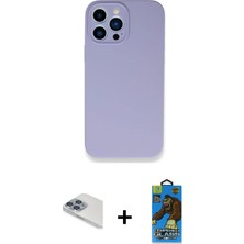 Cepte Toptan iPhone 13 Pro Max Zirve Modern Özel Seri - Siyah 18D Cam Ekran Koruyucu + Sierra Blue Pers Alüminyum Kamera Lens