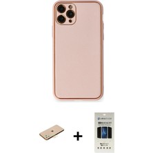 Cepte Toptan iPhone 11 Pro Yadigar Klasik - Siyah 5d Hayalet Cam Ekran Koruyucu + Pembe Renkli Kamera Lens Koruma Cam