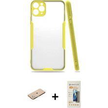 Cepte Toptan iPhone 11 Pro Max Atlas Asil Serisi - Siyah 6d Mat Seramik Hayalet Nano Ekran Koruyucu + Yeşil Renkli Kamera Lens Koruma Cam