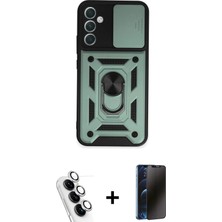 Cepte Toptan Galaxy A34 5g Ahenk Klasik - Siyah 3D Antistatik Hayalet Cam Ekran Koruyucu + Gümüş Valdez Metal Kamera Lens