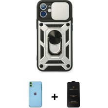 iPhone 11 Ahenk Klasik - Siyah 6d Antistatik Mat Seramik Hayalet Nano Ekran Koruyucu + Yeşil Neon Fosforlu Kamera Lens