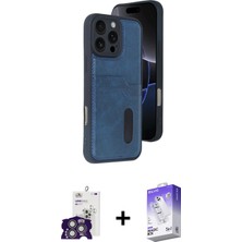 iPhone 16 Pro Max Yörünge Işık Serisi - Siyah Bilvis 5in1 3D Magic Cam Ekran Koruyucu + Gümüş Bilvis Titan Kamera Lens