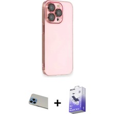 iPhone 13 Pro Max Siluet Minimal Özel Seri - Siyah Bilvis 5in1 5d Magic Hayalet Cam Ekran Koruyucu + Mavi Rainbow Kamera Lens Koruma Cam