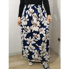 Hoaryage Beli Lastikli Desenli Viskon Basma Kumaş Maxi Boy Anne Etek 36-48BEDEN