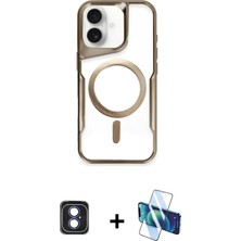 Cepte Toptan iPhone 16 Yadigar Klasik Özel Seri - Siyah 3D Antistatik Seramik Nano Ekran Koruyucu + Mavi Pvd Metal Kamera Lens