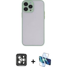 Cepte Toptan iPhone 15 Pro Max Ahenk Çizgi Serisi - Siyah 3D Antistatik Seramik Nano Ekran Koruyucu + Gri Pvd Metal Kamera Lens