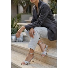 Stilbagshoes Adeline Çapraz Sim Bant Detaylı Kadın Abiye Ayakkabı Gümüş