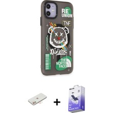 iPhone 12 Nova Doku Koleksiyonu - Siyah Bilvis 5in1 5d Magic Hayalet Cam Ekran Koruyucu + Yeşil Renkli Kamera Lens Koruma Cam