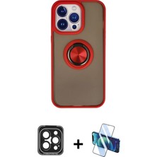 Cepte Toptan iPhone 15 Pro Max Yörünge Çizgi - Siyah 3D Antistatik Seramik Nano Ekran Koruyucu + Siyah Pvd Metal Kamera Lens