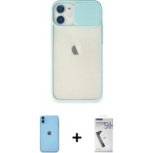 Cepte Toptan iPhone 11 Vadi Çizgi - Şeffaf Uv Polymer Nano Ekran Koruyucu + Mavi Neon Fosforlu Kamera Lens