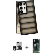 Cepte Toptan Galaxy S24 Ultra Yadigar Doku Özel Seri - Siyah 360 Mat Full Body Arka Koruyucu + Siyah Pvd Metal Kamera Lens