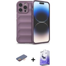 Cepte Toptan iPhone 13 Pro Max Atlas Koleksiyonu - Siyah Bilvis 5in1 5d Magic Hayalet Cam Ekran Koruyucu + Turuncu Renkli Kamera Lens Koruma Cam