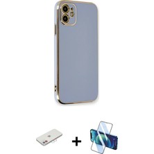 Cepte Toptan iPhone 11 Yankı Serisi - Siyah 3D Antistatik Seramik Nano Ekran Koruyucu + Pembe Renkli Kamera Lens Koruma Cam