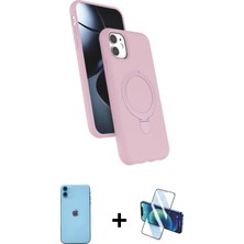 iPhone 11 Iz Işık Koleksiyonu - Siyah 3D Antistatik Seramik Nano Ekran Koruyucu + Mavi Neon Fosforlu Kamera Lens