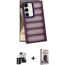 Cepte Toptan Galaxy S24 Yadigar Doku Özel Seri - Siyah Bilvis Hayalet Cam Ekran Koruyucu + Gold Pvd Metal Kamera Lens