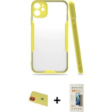 iPhone 11 Atlas Asil Serisi - Siyah 6d Mat Seramik Hayalet Nano Ekran Koruyucu + Kırmızı Rainbow Kamera Lens Koruma Cam