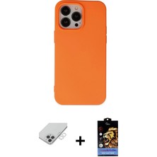 Cepte Toptan iPhone 14 Pro Max Ahenk Serisi - Siyah Buffer Hayalet Cam Ekran Koruyucu + Gümüş Band Metal Kamera Lens