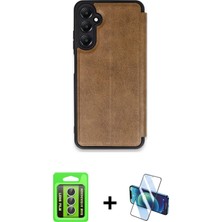 Cepte Toptan Galaxy A15 4g Zirve Yansıma Serisi - Siyah 3D Antistatik Cam Ekran Koruyucu + Gümüş Raze Metal Kamera Lens