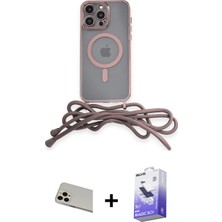 iPhone 13 Pro Max Eksen Özel Seri - Siyah Bilvis 5in1 5d Magic Hayalet Cam Ekran Koruyucu + Rose Gold Rainbow Kamera Lens Koruma Cam