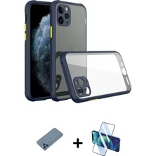 Cepte Toptan iPhone 11 Pro Max Nova Asil Özel Seri - Siyah 3D Antistatik Seramik Nano Ekran Koruyucu + Mavi Shine Kamera Lens Koruma Cam