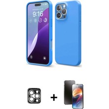 Cepte Toptan iPhone 16 Pro Max Kozmos Yansıma Özel Seri - Siyah 3D Antistatik Mat Seramik Nano Ekran Koruyucu + Gümüş Pvd Metal Kamera Lens