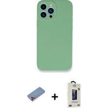 Cepte Toptan iPhone 13 Pro Max Zirve Modern Özel Seri - Siyah Bilvis Hayalet Cam Ekran Koruyucu + Pembe Shine Kamera Lens Koruma Cam