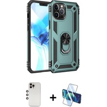 Cepte Toptan iPhone 12 Pro Max Ahenk Klasik Koleksiyonu - Siyah 3D Antistatik Seramik Nano Ekran Koruyucu + Gökkuşağı Shine Kamera Lens
