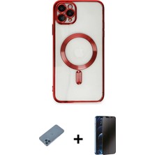iPhone 11 Pro Max Nova Işık Özel Seri - Siyah 3D Antistatik Hayalet Cam Ekran Koruyucu + Mavi Shine Kamera Lens Koruma Cam
