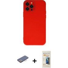 Cepte Toptan iPhone 12 Pro Max Çekirdek Modern Serisi - Siyah 6d Mat Seramik Hayalet Nano Ekran Koruyucu + Mavi Renkli Kamera Lens Koruma Cam