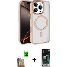 Cepte Toptan iPhone 16 Pro Max Kıvılcım Prime - Siyah 360 Mat Full Body Arka Koruyucu + Çöl Titanyum Raze Metal Kamera Lens