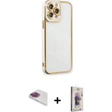 Cepte Toptan iPhone 13 Pro Max Çekirdek Klasik Serisi - Siyah Bilvis 3D Cam Ekran Koruyucu + Gökkuşağı Pers Alüminyum Kamera Lens