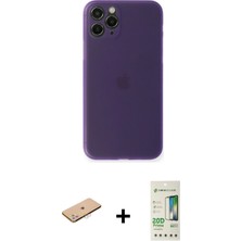 Cepte Toptan iPhone 11 Pro Max Yadigar Yansıma Serisi - Siyah 20D Premium Cam Ekran Koruyucu + Pembe Renkli Kamera Lens Koruma Cam