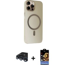 Cepte Toptan iPhone 15 Pro Max Çekirdek Modern Prime - Siyah Buffer Hayalet Cam Ekran Koruyucu + Lacivert Raze Metal Kamera Lens