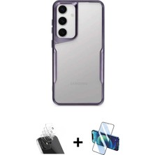 Cepte Toptan Galaxy A24 4g Akış Çizgi Koleksiyonu - Siyah 3D Antistatik Cam Ekran Koruyucu + Şeffaf Kamera Lens Koruma Cam