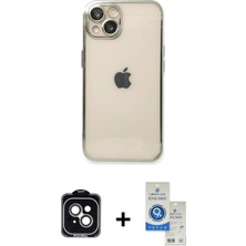 iPhone 14 Vadi Minimal - Şeffaf Royal Nano Ekran Koruyucu + Yeşil Pvd Metal Kamera Lens