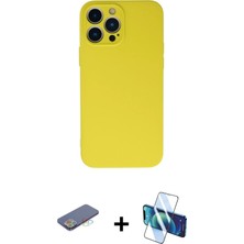 Cepte Toptan iPhone 13 Pro Ahenk Serisi - Siyah 3D Antistatik Seramik Nano Ekran Koruyucu + Mavi Renkli Kamera Lens Koruma Cam