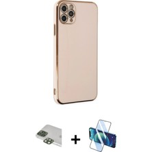Cepte Toptan iPhone 11 Pro Max Yankı Serisi - Siyah 3D Antistatik Cam Ekran Koruyucu + Yeşil Pers Alüminyum Kamera Lens
