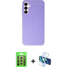 Galaxy A15 4g Doruk Klasik Özel Seri - Siyah 3D Antistatik Seramik Nano Ekran Koruyucu + Gümüş Raze Metal Kamera Lens