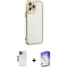 iPhone 13 Pro Max Çekirdek Klasik Serisi - Siyah Bilvis 5in1 3D Magic Cam Ekran Koruyucu + Gold Shine Kamera Lens