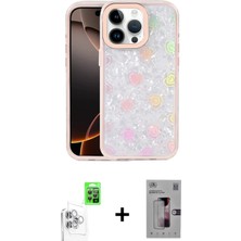 iPhone 16 Pro Max Odak Prime - Siyah Bilvis 3D Mat Cam Ekran Koruyucu + Beyaz Raze Metal Kamera Lens