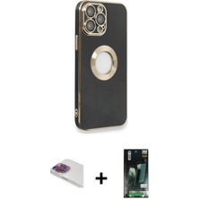 Cepte Toptan iPhone 13 Pro Max Iz Form Serisi - Şeffaf 360 Full Body Arka Koruyucu + Gökkuşağı Pers Alüminyum Kamera Lens