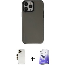 Cepte Toptan iPhone 13 Pro Max Zirve Doku Koleksiyonu - Siyah Bilvis 5in1 5d Magic Hayalet Cam Ekran Koruyucu + Gold Shine Kamera Lens