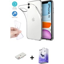 iPhone 11 Zirve Doku - Siyah Bilvis 5in1 5d Magic Hayalet Cam Ekran Koruyucu + Pembe Renkli Kamera Lens Koruma Cam