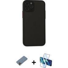 Cepte Toptan iPhone 11 Pro Ahenk Çizgi Serisi - Siyah 3D Antistatik Seramik Nano Ekran Koruyucu + Gökkuşağı Shine Kamera Lens Koruma Cam