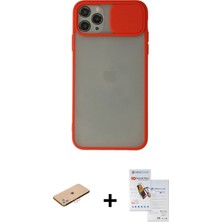 Cepte Toptan iPhone 11 Pro Max Vadi Çizgi - Siyah Seramik Nano Ekran Koruyucu + Pembe Renkli Kamera Lens Koruma Cam