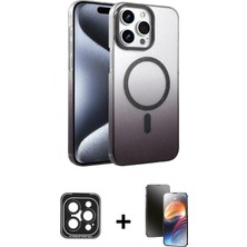 Cepte Toptan iPhone 15 Pro Max Ahenk Doku Özel Seri - Siyah 3D Antistatik Mat Seramik Nano Ekran Koruyucu + Siyah Pvd Metal Kamera Lens